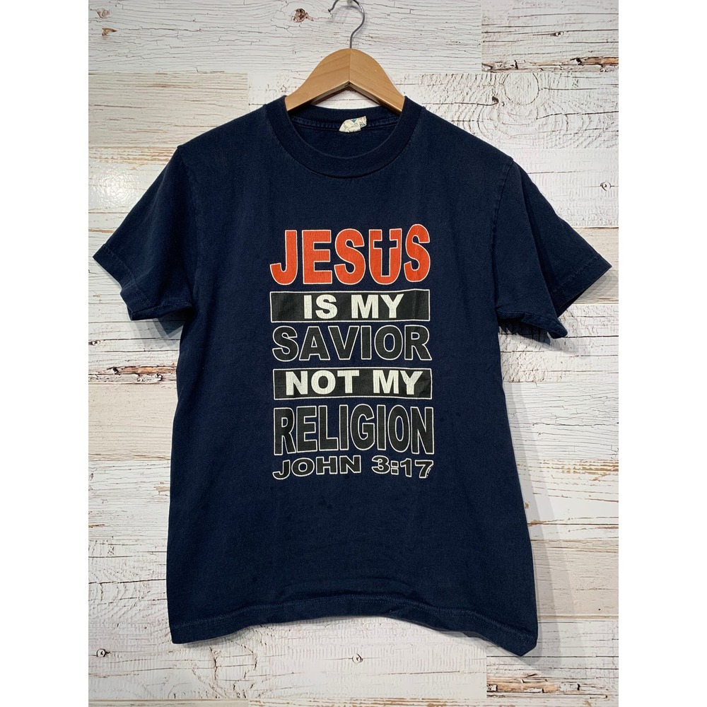 Jesus‎ Is My Savior Shirt Medium Men's Pro Club John 3:17 Blue Graphic